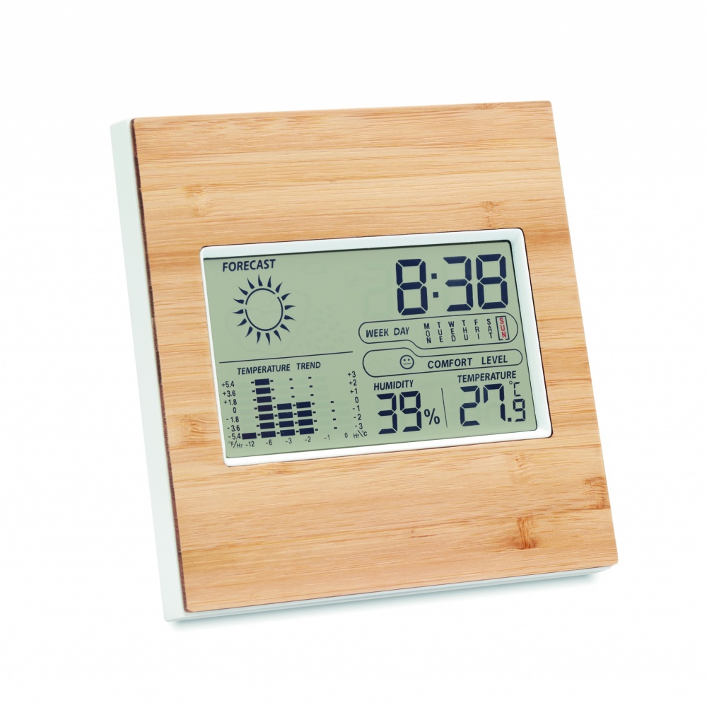 Logotrade corporate gift picture of: Weather station bamboo front TURKU
